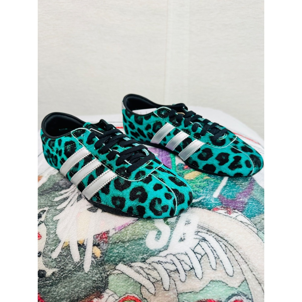 Adidas Originals Tokyo W Teal Leopard Print Pony Hair Sneakers IH6637 Womens 6.5